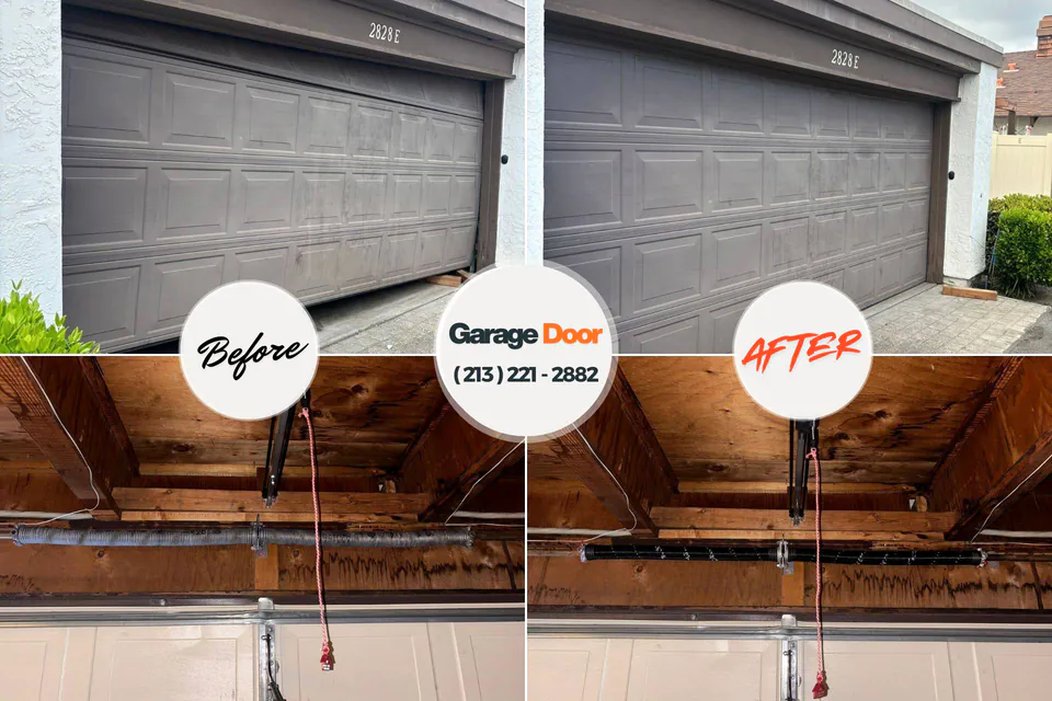 Before and after: garage door repair Belle Meade, TN